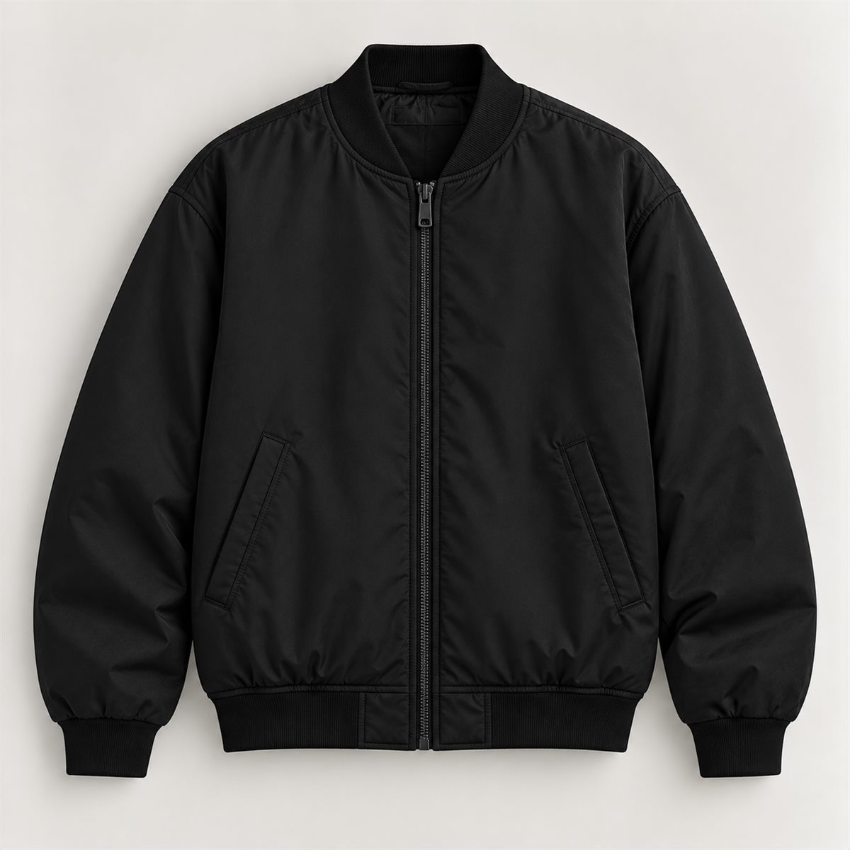Padded Bomber Jacket in Black