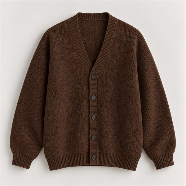 Chunky Knit Cardigan in Brown Melange
