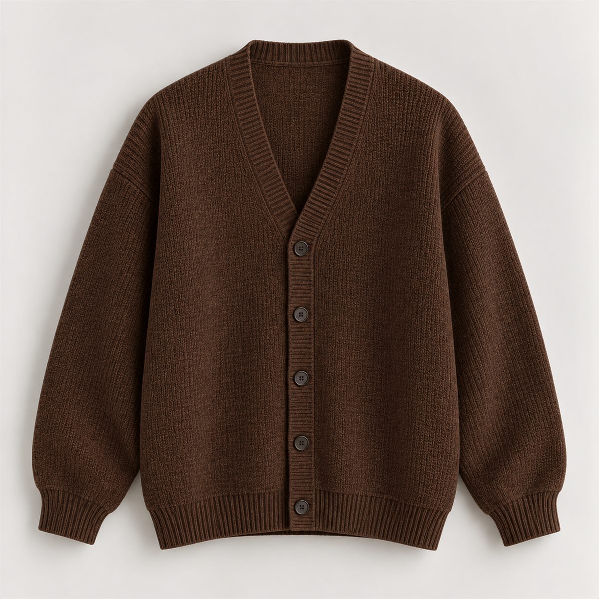 Chunky Knit Cardigan in Brown Melange