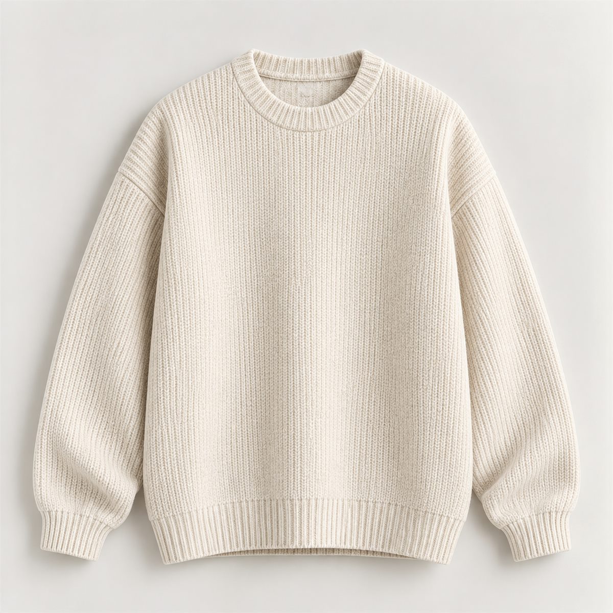 Ribbed Knit Sweater in Ecru
