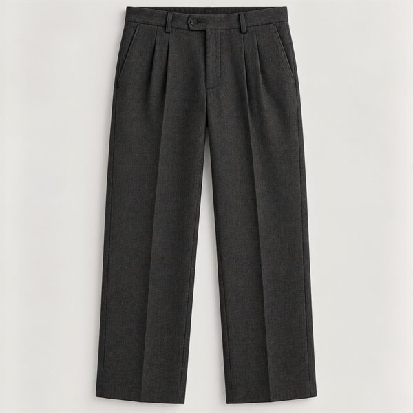 Pleated Wide Trouser in Charcoal