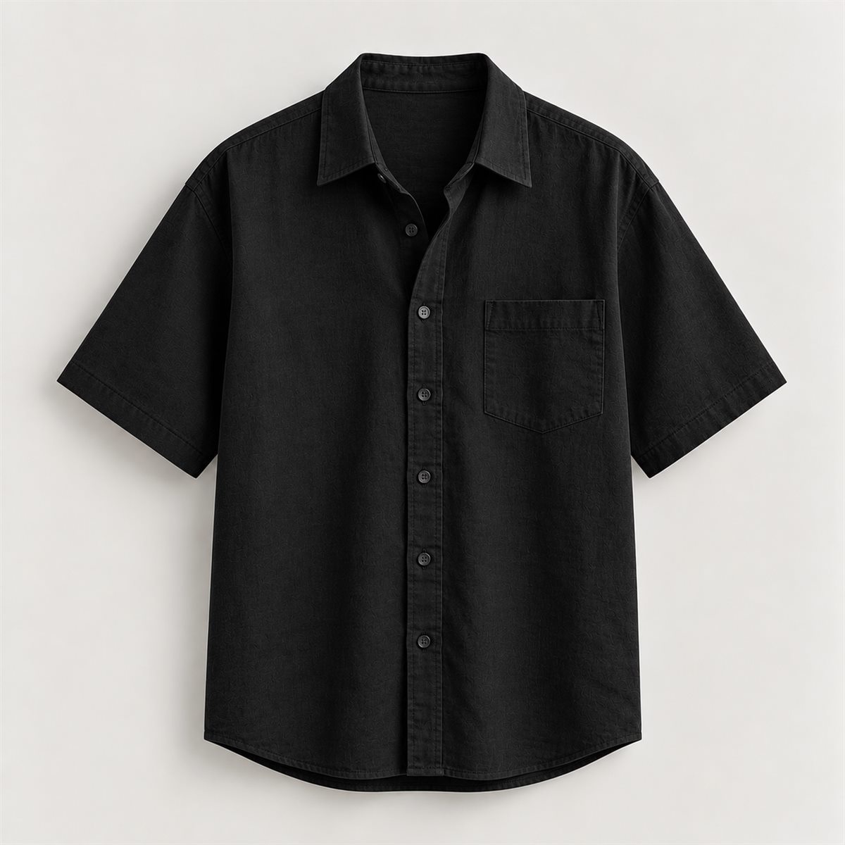 Short Sleeve Twill Shirt in Black