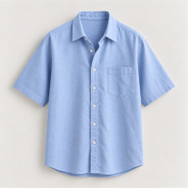 Short Sleeve Oxford Shirt in Sky Blue