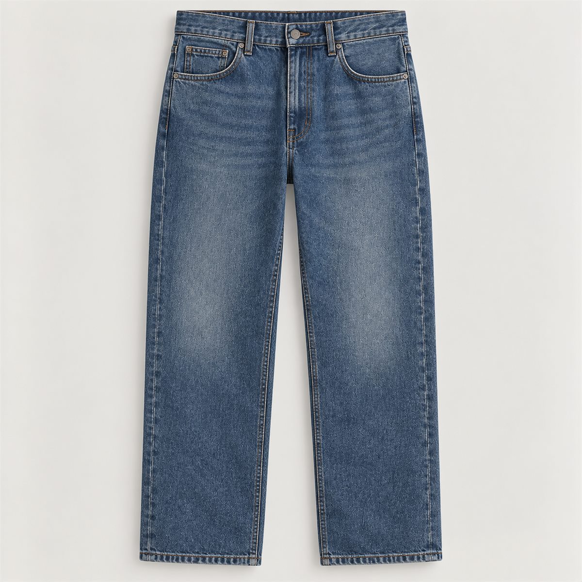 Relaxed Straight Jean in Mid Blue