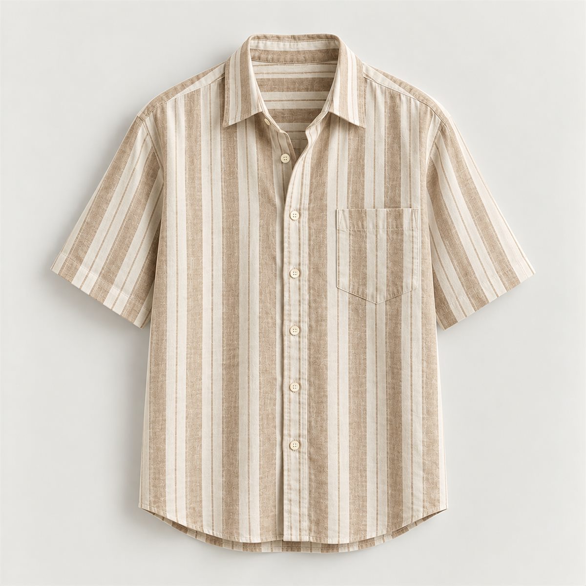 Striped Linen-Blend Shirt in Sand Stripe