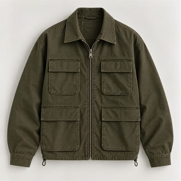 Canvas Utility Jacket in Olive