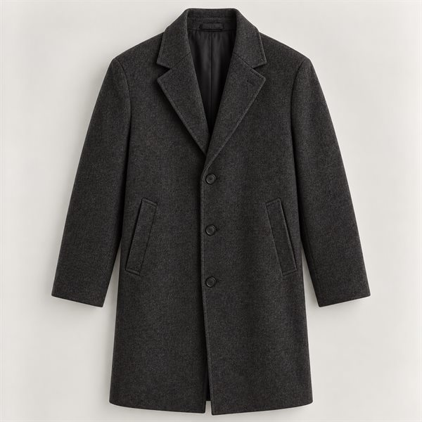 Wool-Blend Overcoat in Charcoal